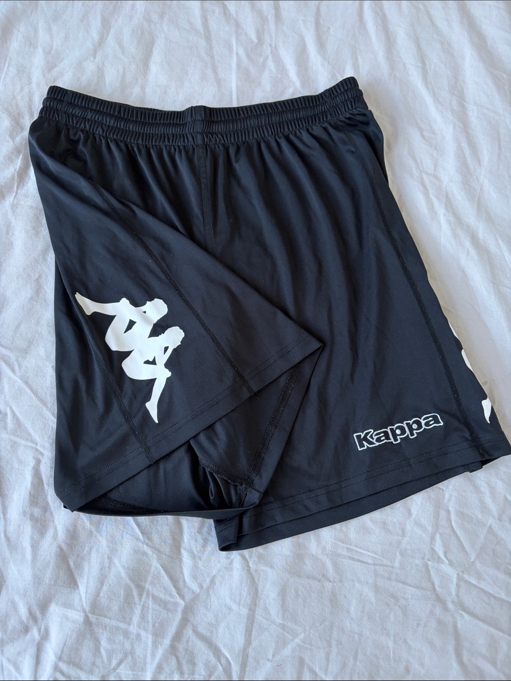Kappa Black Athletic Shorts with White Logo Panels - 7 inch.  Fits a women’s 8.